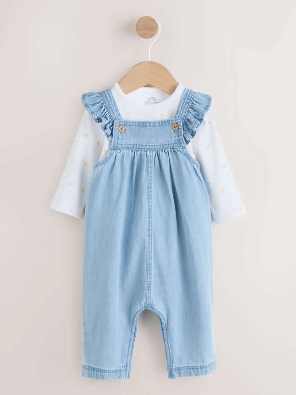 Denim - Set van bretelbroek en bodysuit met lange mouwen 2 -delig (0mnd -3jr)