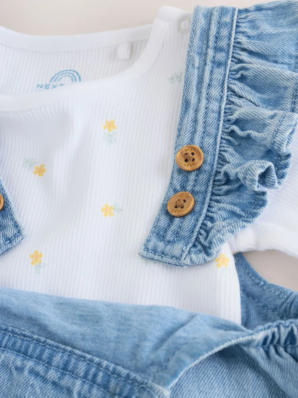 Denim - Set van bretelbroek en bodysuit met lange mouwen 2 -delig (0mnd -3jr)
