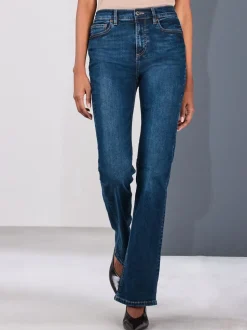 Denim donkerblauw - Mid Rise Stretch Bootcut Jeans