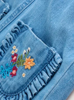 Denim met borduursel - Set van bretelbroek en bodysuit met lange mouwen 2 -delig (0mnd -3jr)