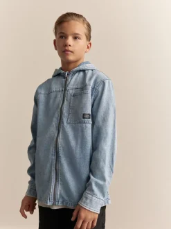 Denim met lichte wassing - Overshirt 100% Cotton Zip Through Hoodie (3-16yrs)