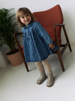 Denim strik - Jurkje met kraag en lange mouwen (3mnd-8jr)
