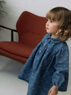 Denim strik - Jurkje met kraag en lange mouwen (3mnd-8jr)