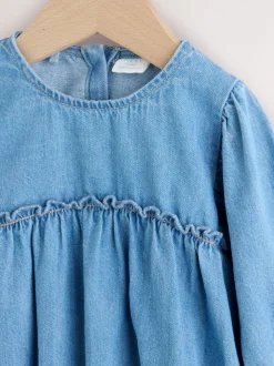 Denimblauw - Babyrompers met bloemenprint Set 2 -delig met maillot (0mnd -3jr)