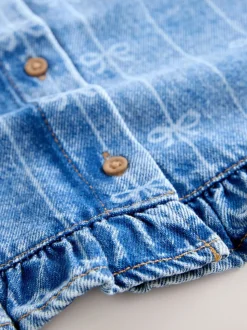 Denimblauw - Denim Bow Sleeveless Waistcoat (3-16yrs)