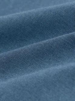Denimblauw - Normale Pasvorm - Gemakkelijk te strijken Oxford overhemd met doorlopende knopen