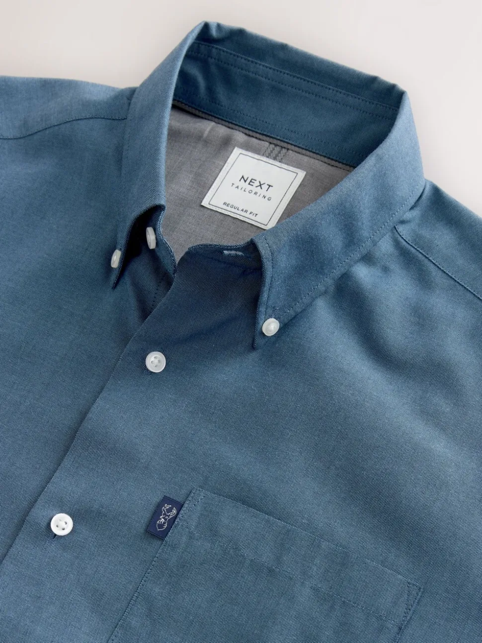 Denimblauw - Normale Pasvorm - Gemakkelijk te strijken Oxford overhemd met doorlopende knopen