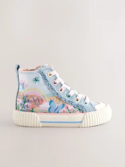 Denimblauw met regenboog - Hoge sneakers