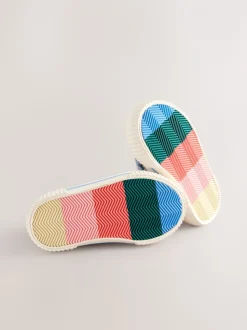 Denimblauw met regenboog - Hoge sneakers