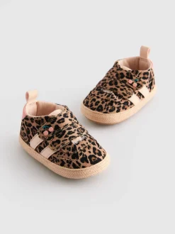 Dierenprint - Babyschoentjes met klittenbandsluiting (0 - 24 mnd)