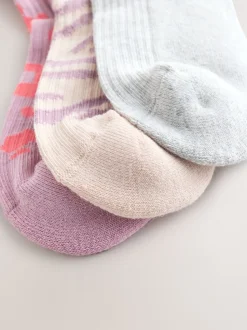 Dierenprint - Cotton Rich Cushioned Sole Ribbed Ankle Socks 3 Pack