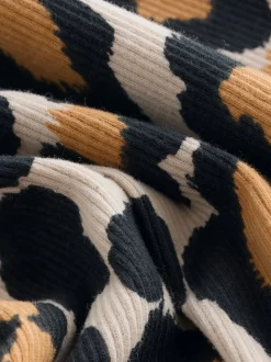 Dierenprint - Geribbelde jurk met lange mouwen (3mnd-7jr)