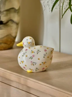 Ditsy Floral Ceramic Duck Ornament