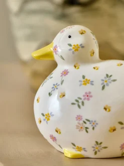 Ditsy Floral Ceramic Duck Ornament
