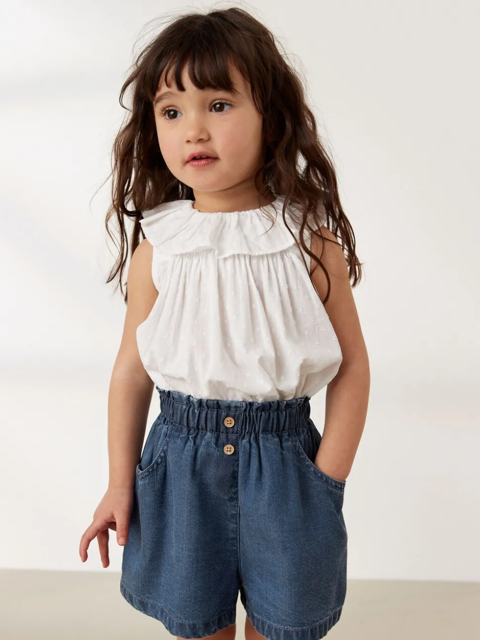 Donker gewassen denim - Short met knopen (3 mnd-7 jr)