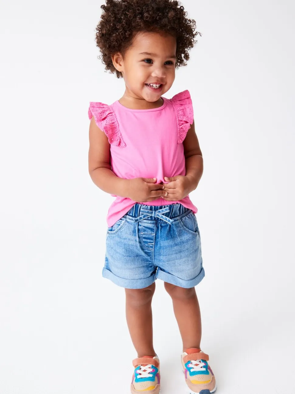 Donker gewassen denim - Short met elastische taille (3 mnd- 10 jr)