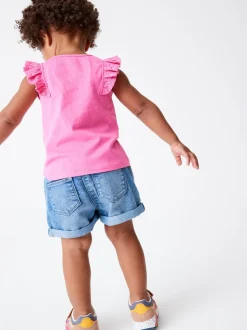 Donker gewassen denim - Short met elastische taille (3 mnd- 10 jr)
