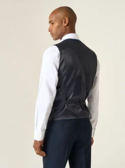 Donker marineblauw - Enkele knoop - Skopes Harcourt gilet maatpak met enkel rij knopen