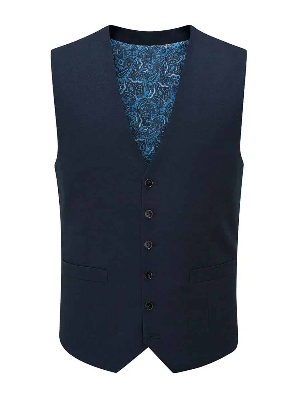 Donker marineblauw - Enkele knoop - Skopes Harcourt gilet maatpak met enkel rij knopen