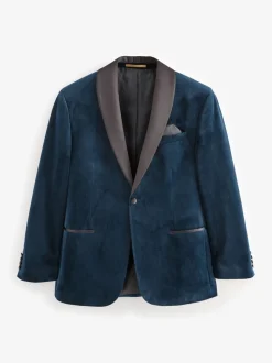 Donker marineblauw - Normale Pasvorm - Fluwelen blazer
