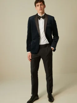 Donker marineblauw - Slim Fit - Fluwelen blazer