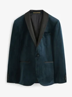 Donker marineblauw - Slim Fit - Fluwelen blazer