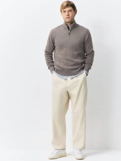 Donker steengrijs/saliegroen - 100% Cotton Regular Fit Premium Quarter Zip Jumpers 2 Pack