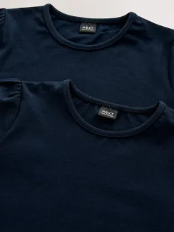 Donkerblauw - 2 -pack T-shirts met pofmouwen (3-16jaar)