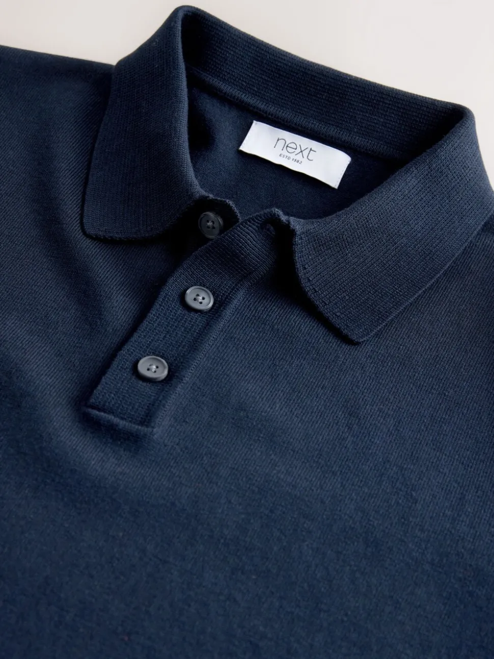 Donkerblauw - Aansluitend - Gebreid poloshirt met hoog katoengehalte en korte mouwen