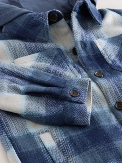 Donkerblauw - Borg gevoerde Ruit Overshirt Met capuchon (3-16jr)