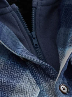 Donkerblauw - Borg gevoerde Ruit Overshirt Met capuchon (3-16jr)