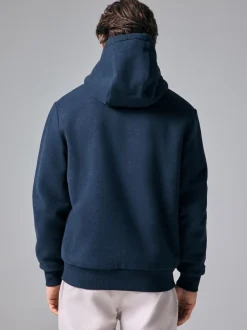 Donkerblauw - Borg hoodie met fleecevoering en volledige ritssluiting