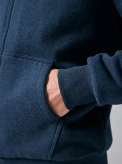 Donkerblauw - Borg hoodie met fleecevoering en volledige ritssluiting