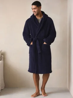 Donkerblauw - Borg kamerjas met patroon gesneden