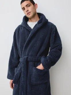 Donkerblauw - Borg kamerjas met patroon gesneden