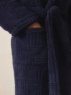 Donkerblauw - Borg kamerjas met patroon gesneden