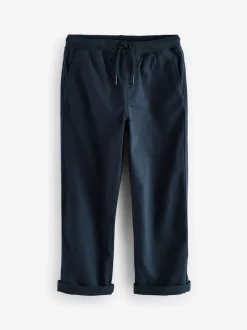Donkerblauw - Broek met geribde elastische taille (3-16 jr)
