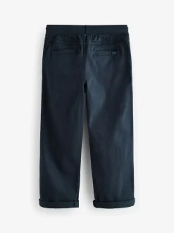 Donkerblauw - Broek met geribde elastische taille (3-16 jr)