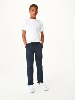 Donkerblauw - Broek met geribde elastische taille (3-16 jr)