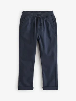 Donkerblauw - Broek met geribde elastische taille (3-16 jr)
