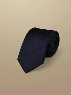 Donkerblauw - Charles Tyrwhitt - Vlekbestendige satijnen smalle stropdas