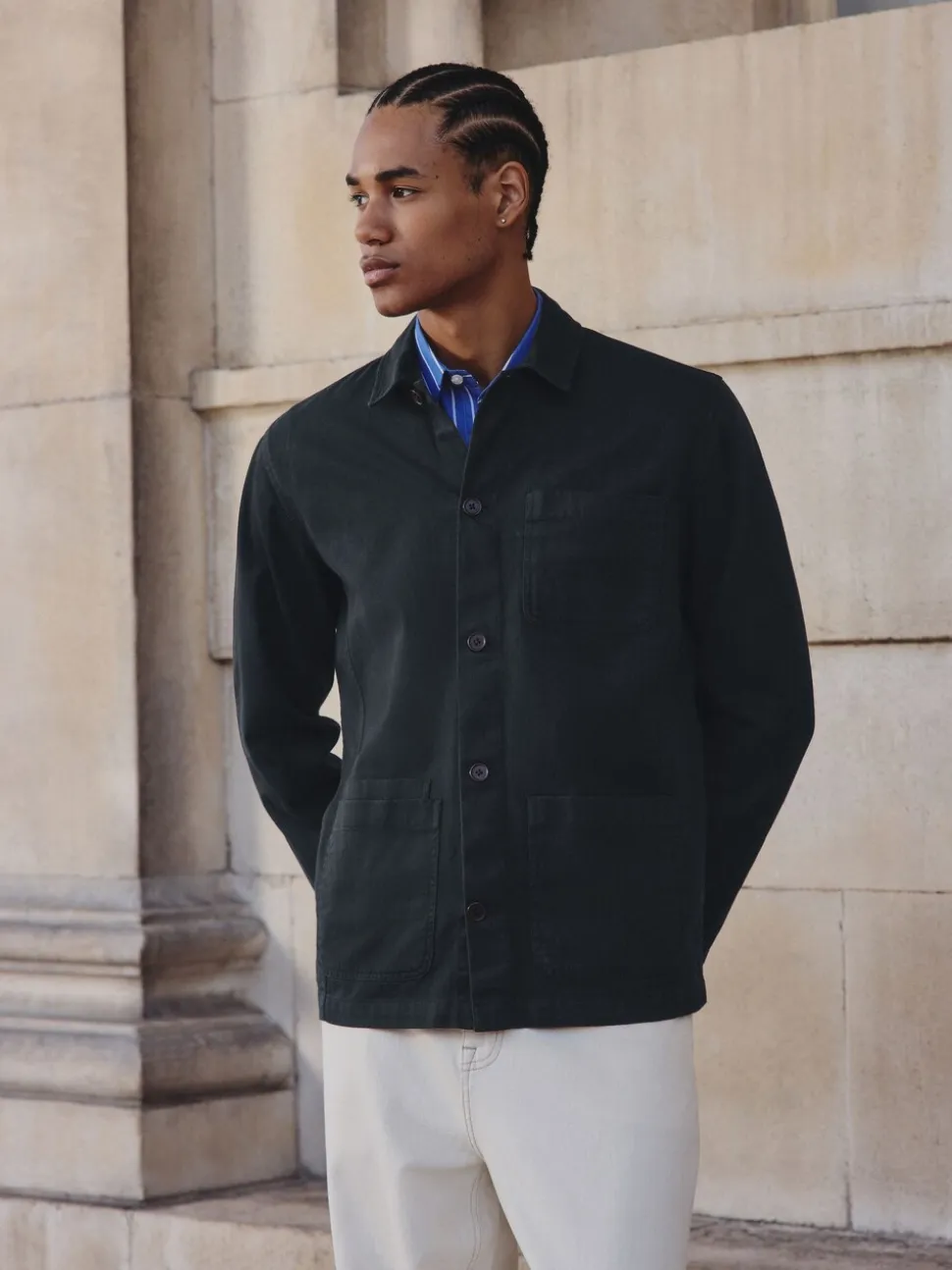 Donkerblauw - Chore Twill Shacket Overshirt