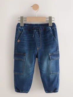 Donkerblauw - Comfortabele wijde cargojeans met stretch (3mnd-7jr)
