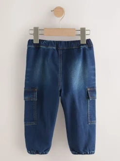 Donkerblauw - Comfortabele wijde cargojeans met stretch (3mnd-7jr)