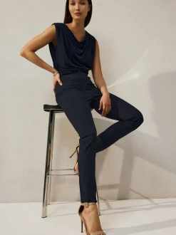 Donkerblauw - Corrigerende broek met grote zakken