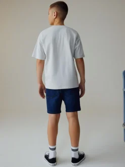Donkerblauw - Denim short (3-16 jr)