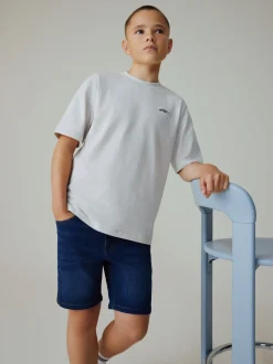 Donkerblauw - Denim short (3-16 jr)