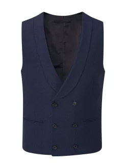 Donkerblauw - Dubbele knoop - Skopes Harcourt gilet maatpak met enkel rij knopen
