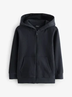 Donkerblauw - Effen hoodie met doorlopende rits (3-16 jr)
