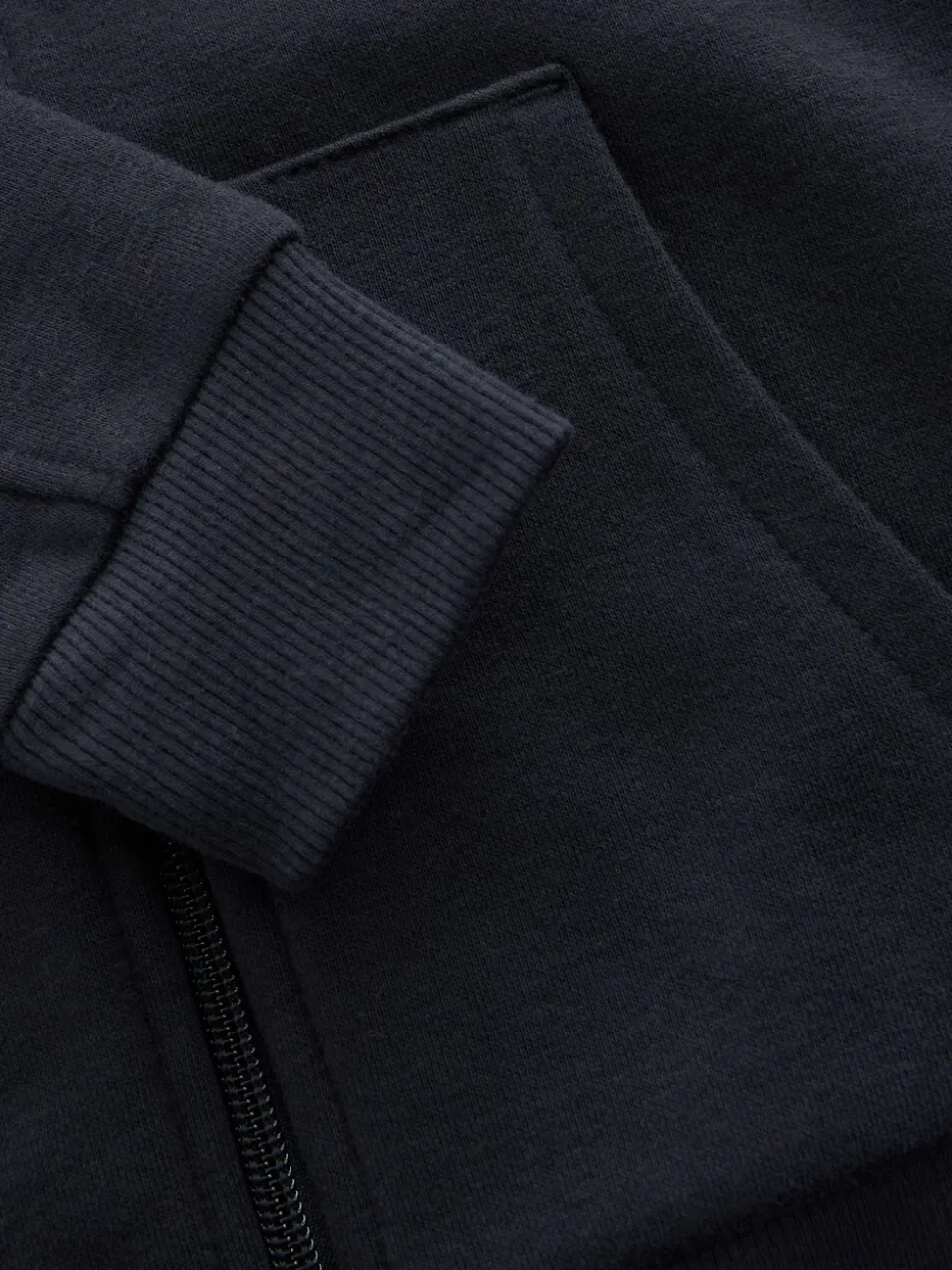 Donkerblauw - Effen hoodie met doorlopende rits (3-16 jr)